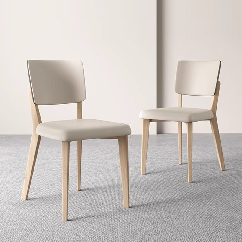 Contemporary Nordic Square PU Leather Ash Wood Frame Dining Chair Backrest For Dining Room