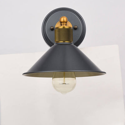 Retro Aluminum Umbrella Wrought Iron Lampshade 1-Light Wall Sconce Lamp