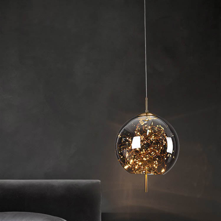 Zeitgenössisches skandinavisches zylindrisches ovales Glas 1-Licht Pendelleuchte für das Schlafzimmer 