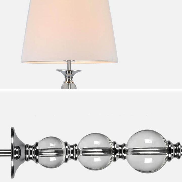 Traditional Vintage Fabric Cone Glass Iron Plated Chrome Column 1-Light Standing Floor Lamp