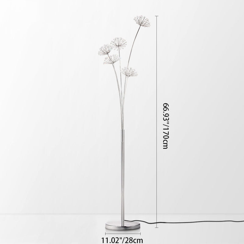 Zeitgenössische skandinavische Löwenzahn-Eisen 3/5 Stehende Stehlampe für Wohnzimmer 
