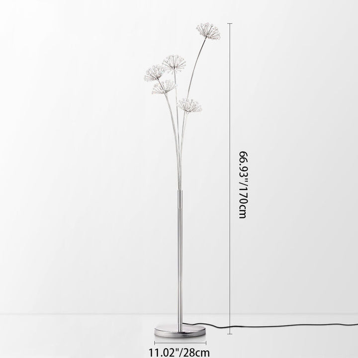 Zeitgenössische skandinavische Löwenzahn-Eisen 3/5 Stehende Stehlampe für Wohnzimmer 
