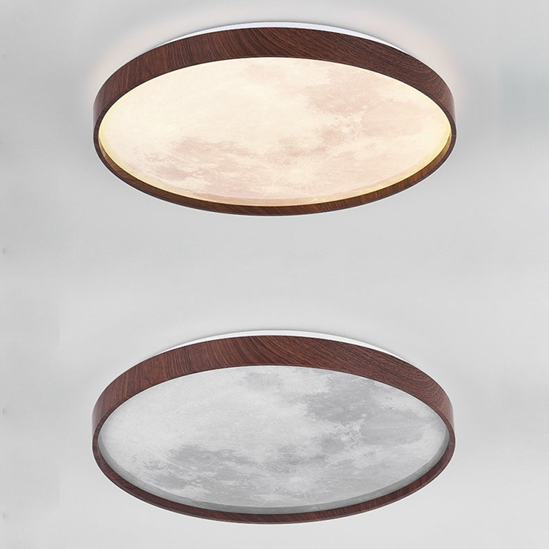 Zeitgenössische skandinavische Eisen-Plastikrunde Mond-LED-Unterputz-Deckenleuchte für Wohnzimmer 