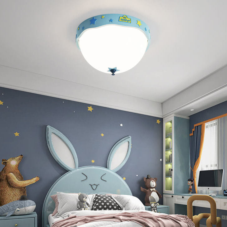 Contemporary Creative Acrylic Cartoon Semicircle LED Flush Mount Ceiling Light For Bedroom