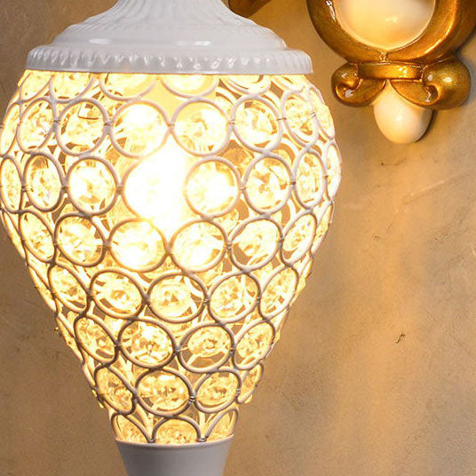 Modern Eclectic Resin Horse Head Decor Crystal Round Shade 1-Light Wall Sconce Lamp For Living Room