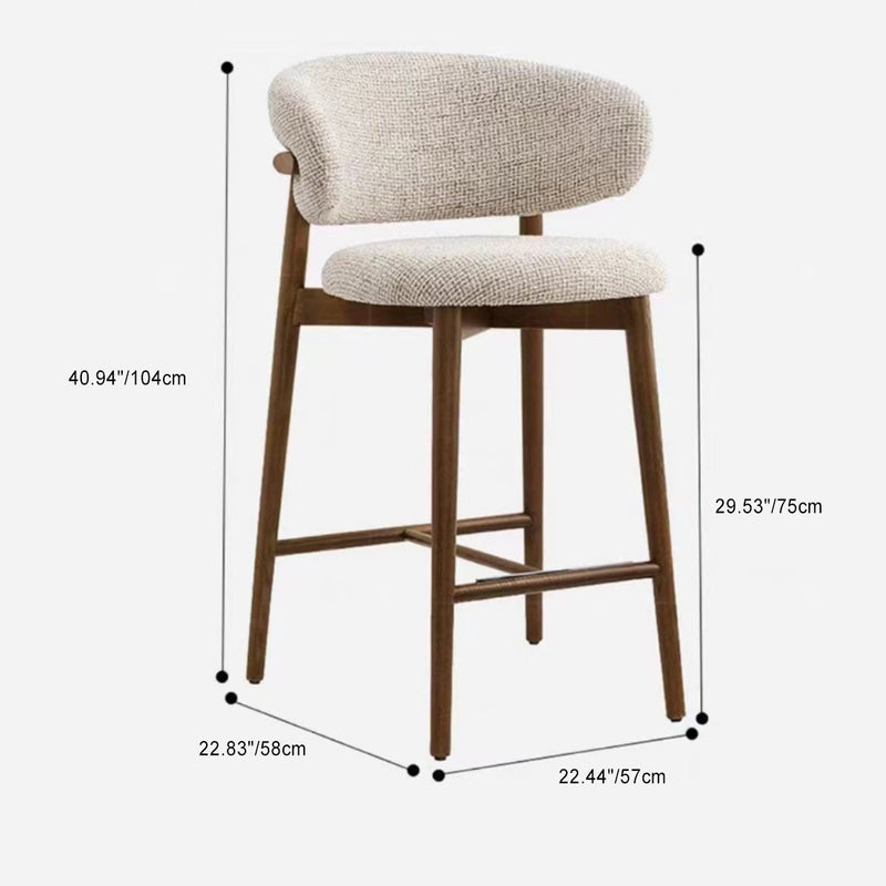 Tabouret de bar rond en tissu nordique contemporain avec dossier et repose-pieds pour salle à manger 