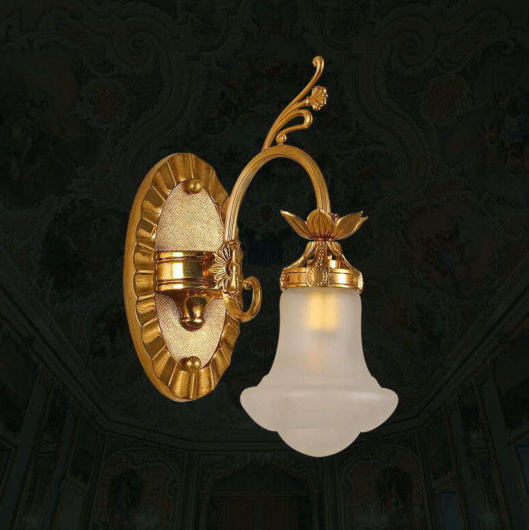 Französische Moderne Luxus Blume Alle Kupfer Glas 1-Licht Wandleuchte 