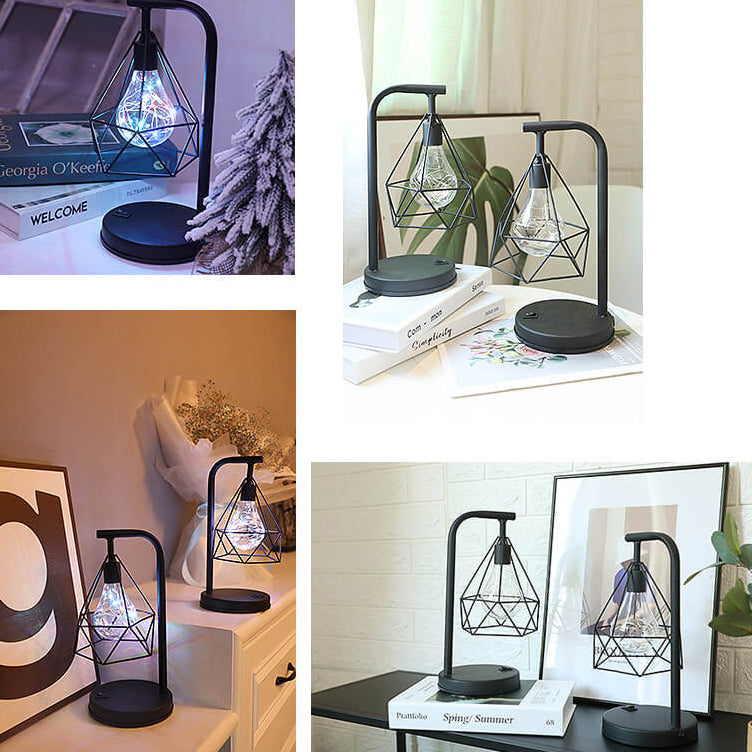 Lámpara de Mesa de 1 Luz USB de Batería de Hierro con Diamante Decorativo Moderno 