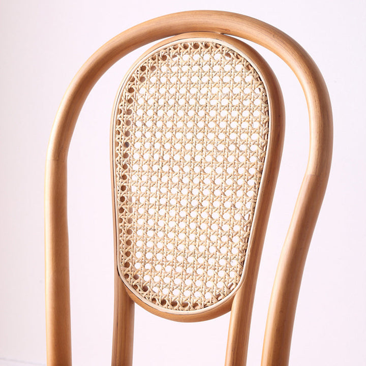 Traditional Vintage Round Faux Rattan Beech Wood Weaving Dining Chair Backrest For Dining Room