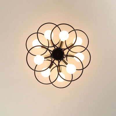 Nordischer Industrieller Blumenring Eisen 3/6/9 Licht Semi-Flush Mount Deckenleuchte 