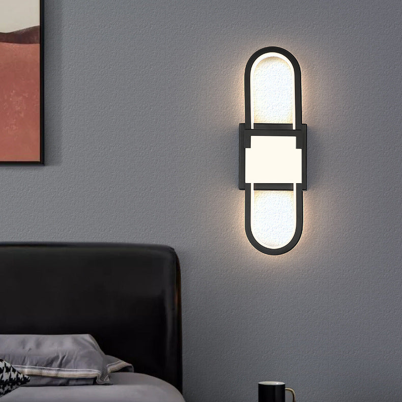 Applique Murale LED Ovale Rectangle Minimaliste Moderne en Fer et Aluminium Pour Chambre 