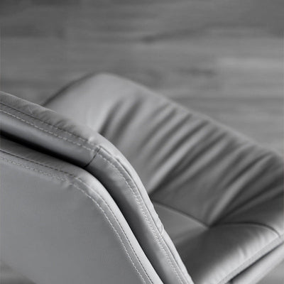 Taburete de barra con respaldo contemporáneo nórdico base redonda cojín rectangular cuero nappa espuma estructura de metal para comedor 