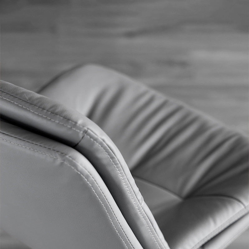 Taburete de barra con respaldo contemporáneo nórdico base redonda cojín rectangular cuero nappa espuma estructura de metal para comedor 