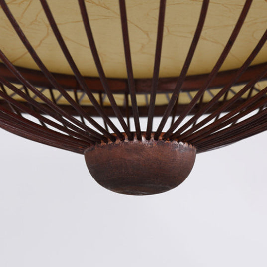 Suspension Luminaire en Bambou Tressé Japonais Traditionnel à 1 Lumière pour Salon 