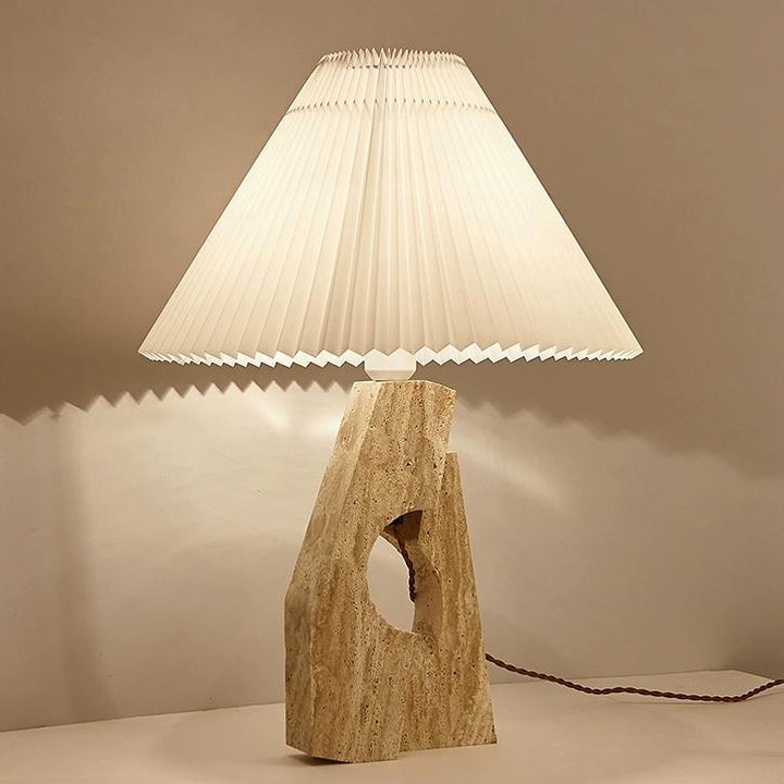 Zeitgenössische kreative Kuppel Stein Stoff 1-Licht Tischlampe für das Studium 
