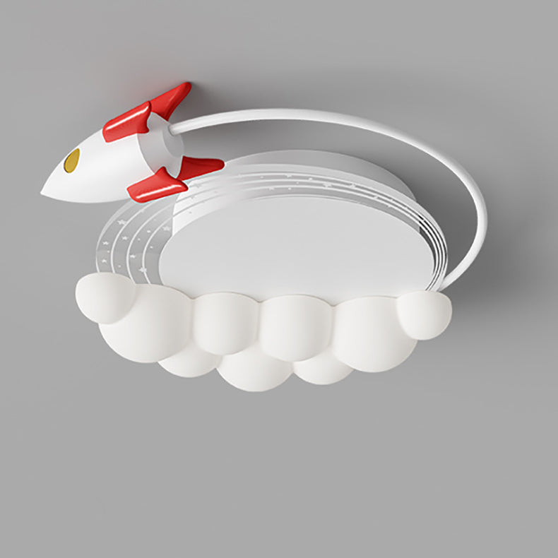 Moderne Art Deco Kinder Eisen PE Rakete Wolke Runde LED Unterputz Deckenleuchte Für Schlafzimmer 