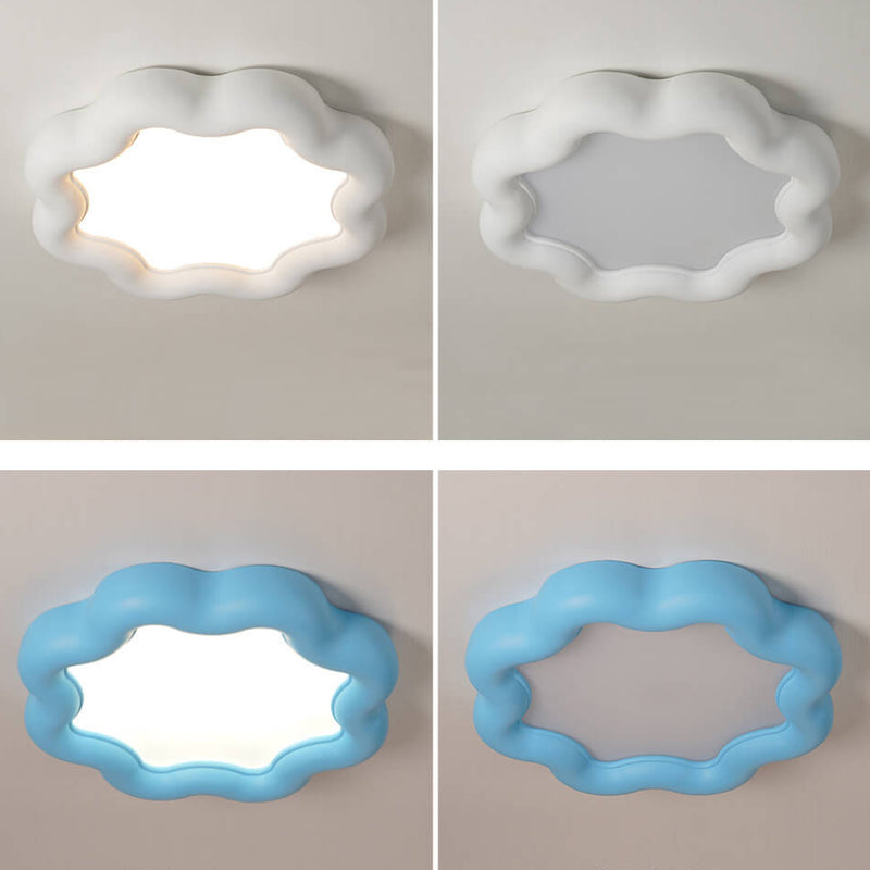 Modern Macaron Cloud Shape Resin LED Flush Mount Ceiling Light