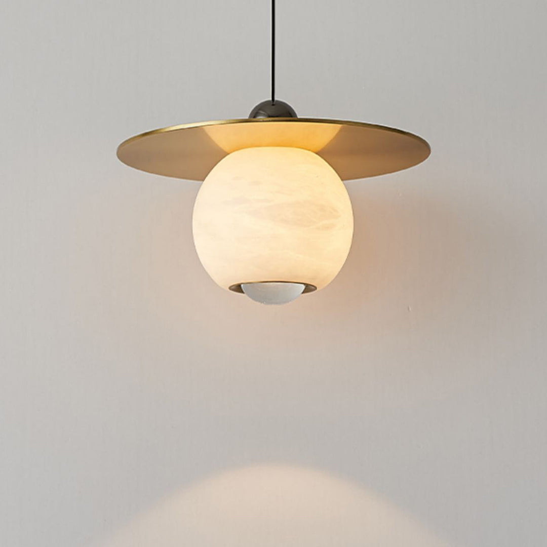 Lustre à LED en globe minimaliste moderne en fer cuivre marbre pour salon 
