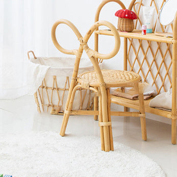 Tabouret rond en rotin tressé traditionnel japonais avec dossier en nœud papillon pour entrées 