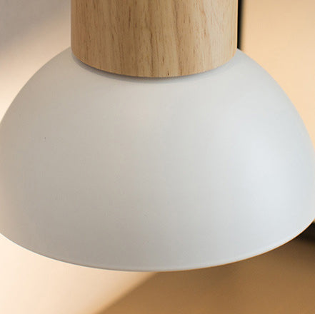 Lámpara de Aplique de Pared de 1 Luz Moderna Minimalista Redonda de Madera de Media Luna de Hierro y Resina para Sala de Estar 