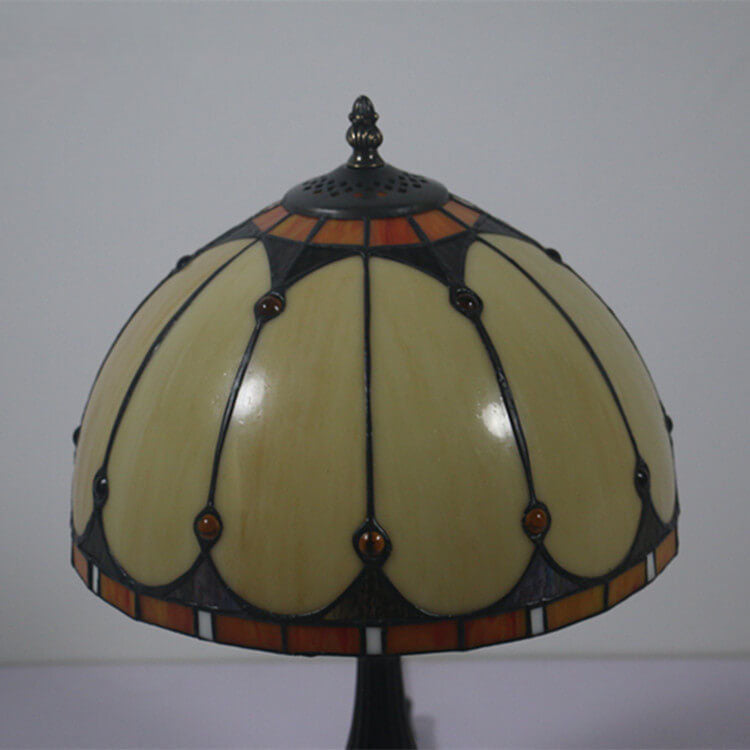 Lámpara de Mesa de Cúpula Mediterránea de Cristal Tiffany Vintage de 1 Luz 