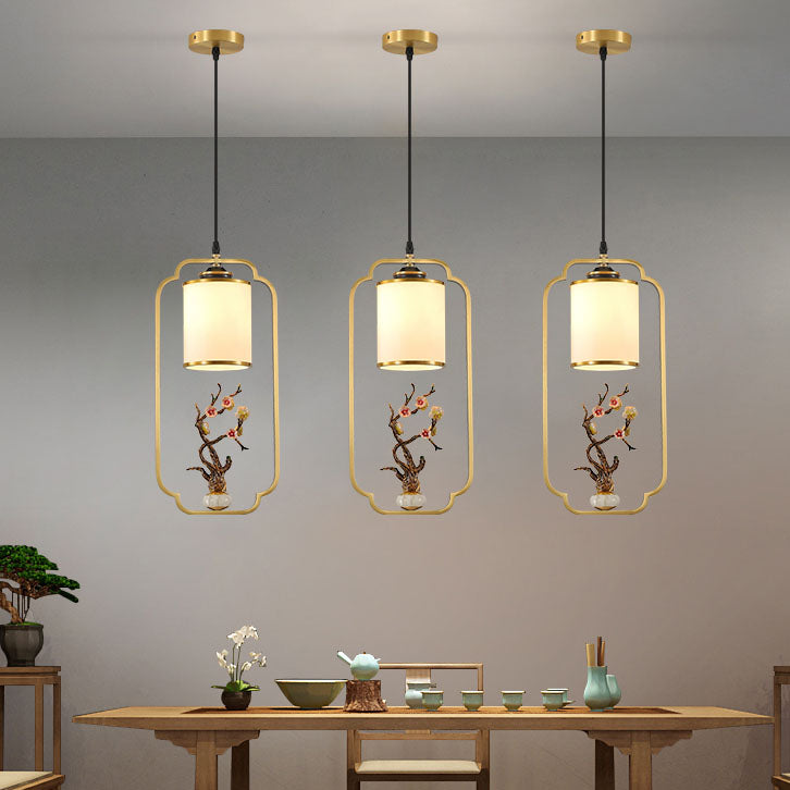 Moderne Luxus Zinklegierung Emaille Zylindrische Schirm 1-Licht Pendelleuchte für Wohnzimmer 