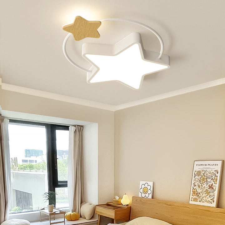 Zeitgenössische skandinavische Eisen Pentagramm Kreis Ring Acryl LED Unterputz Deckenleuchte für Wohnzimmer 