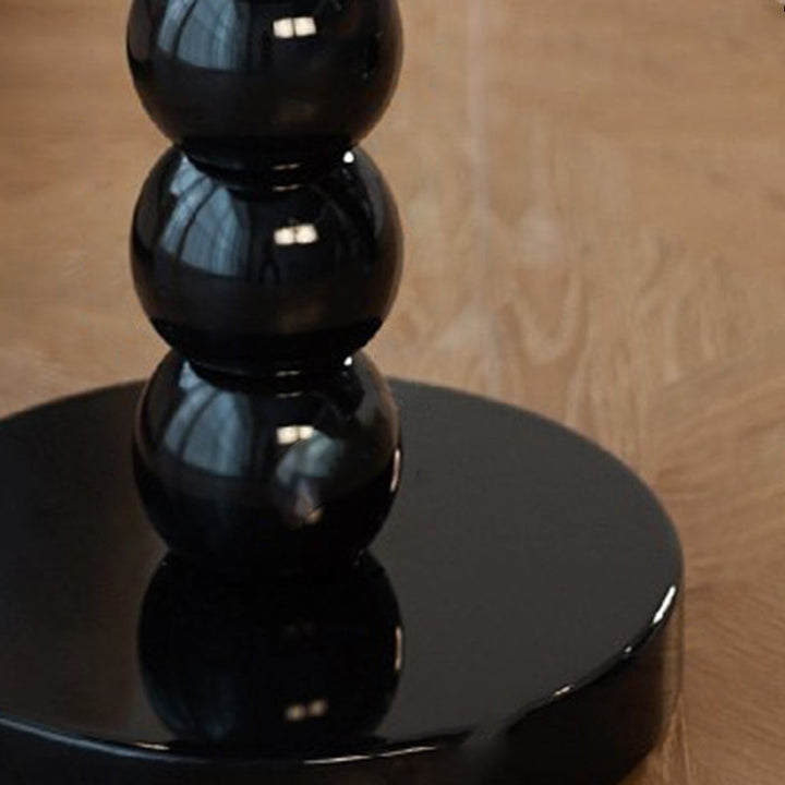 Table basse ronde vintage traditionnelle en bois perlé pour salon 