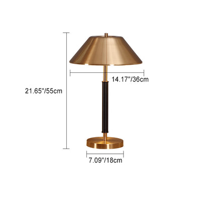 Lampe de table moderne de style mi-siècle en fer, tambour rond à 2 lumières pour étude 