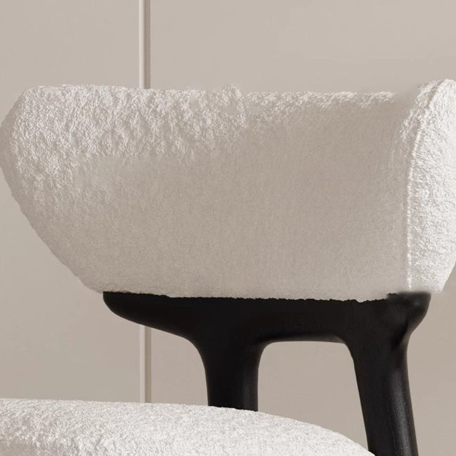 Moderner minimalistischer quadratischer Stuhl aus Lammwolle, Leder, Holz und Schaumstoff mit Rückenlehne für das Wohnzimmer 