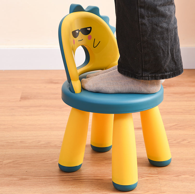 Tabouret rond en plastique pour enfants créatif contemporain avec dossier en forme de dinosaure pour le salon 