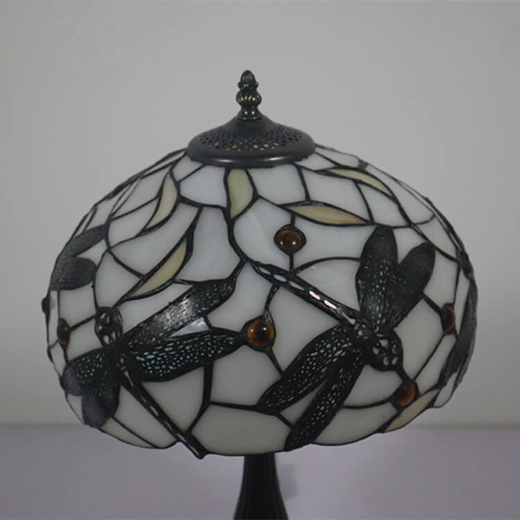 Vintage Tiffany Resin Animal Dragonfly Stained Glass 1-Light Table Lamp