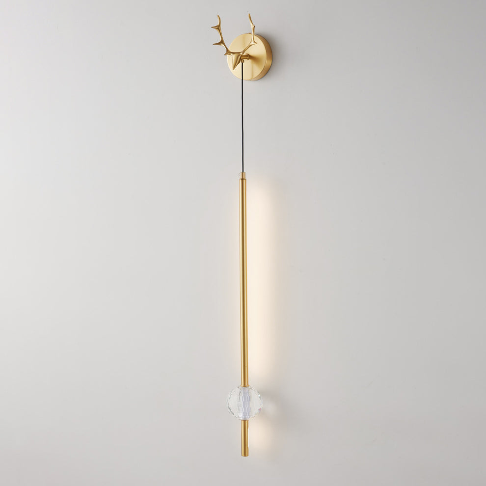 Applique Murale LED en Cristal de Silicone en Cuivre Complet Antler Orb Minimaliste Moderne pour Chambre 