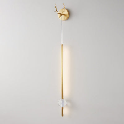 Moderne minimalistische Streifen Geweih Orb voller Kupfer Kristall Silikon LED Wandleuchte Lampe für Schlafzimmer 