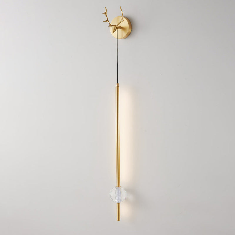 Moderne minimalistische Streifen Geweih Orb voller Kupfer Kristall Silikon LED Wandleuchte Lampe für Schlafzimmer 