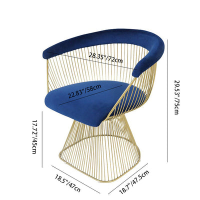 Moderner Luxus Kurven Hohl-Oval Stoff Edelstahl Akzentstuhl Rückenlehne Armlehne Für Wohnzimmer 