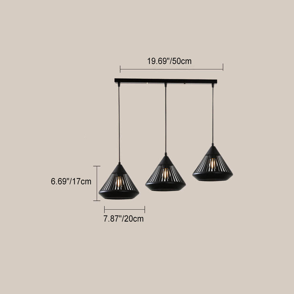 Moderne minimalistische Eisenhohl-Diamantform 1/3-Licht Insel Licht Kronleuchter 
