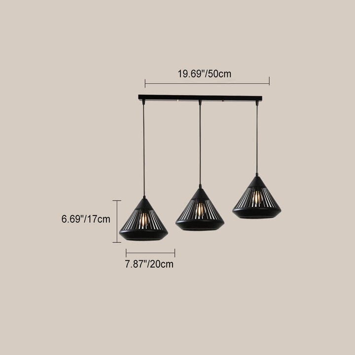Moderne minimalistische Eisenhohl-Diamantform 1/3-Licht Insel Licht Kronleuchter 