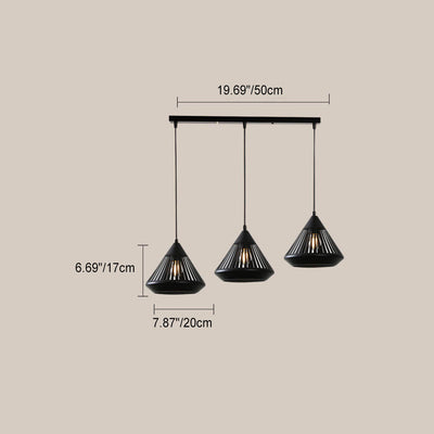 Modern Minimalist Iron Hollow Diamond Shape 1/3-Light Island Light Chandelier