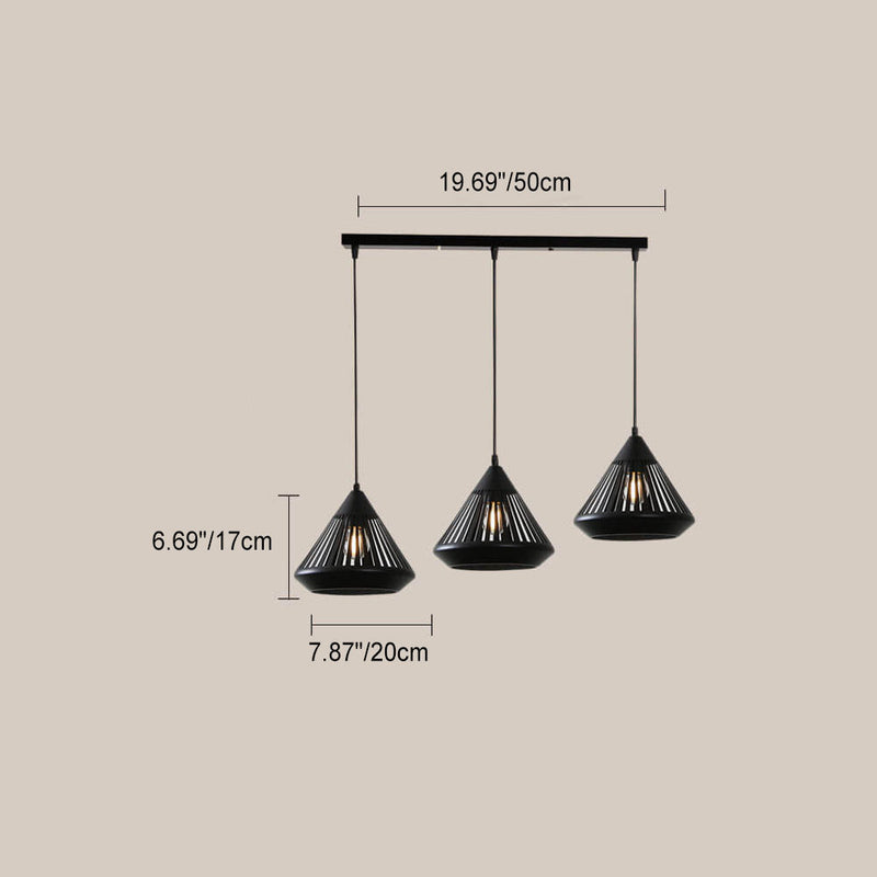 Modern Minimalist Iron Hollow Diamond Shape 1/3-Light Island Light Chandelier