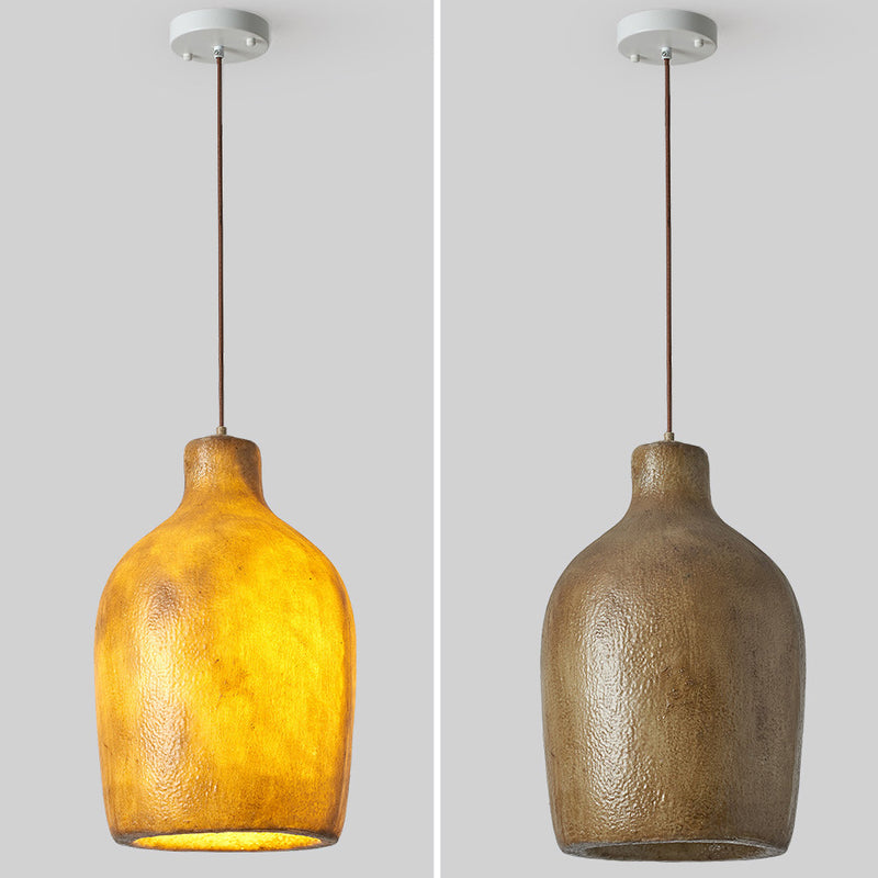 Traditionelle japanische Fiberglas-Eisenflasche, runde 1-flammige Pendelleuchte für Esszimmer 