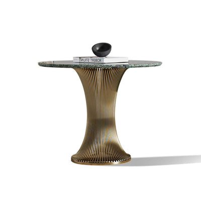 Ensemble de tables basses rondes contemporaines en marbre et acier inoxydable pour salon 