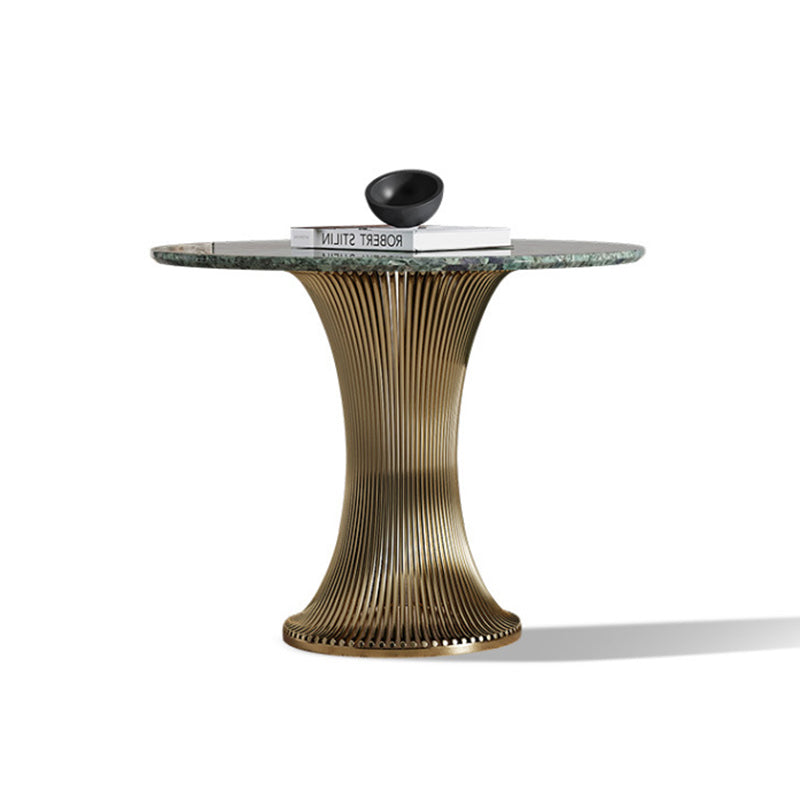 Ensemble de tables basses rondes contemporaines en marbre et acier inoxydable pour salon 
