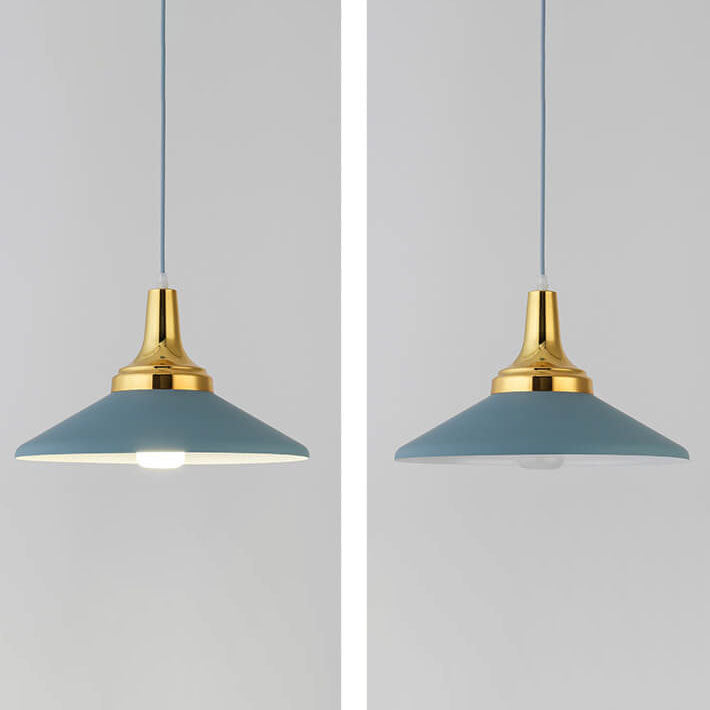 Lámpara colgante contemporánea nórdica de aluminio color macaron con diseño triangular de 1 luz para sala de estar 
