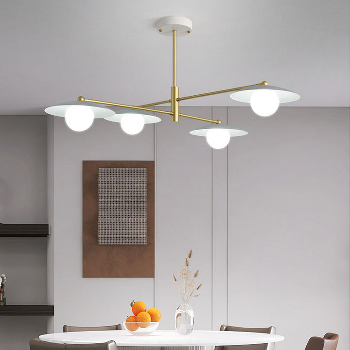 Modern Minimalist Round Flying Saucer Orb Branch Iron Glass 4/6/8-Light Chandelier For Living Room