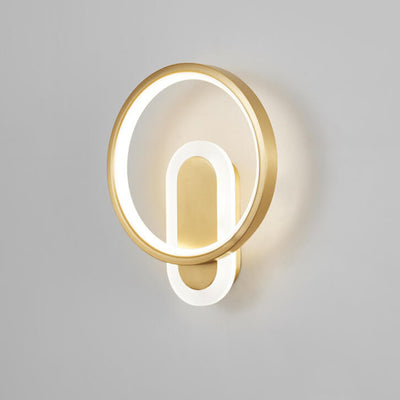 Aplique de pared LED con anillo circular geométrico de acrílico y cobre nórdico moderno 