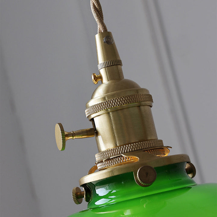 Suspension lumineuse à 1 lumière en laiton et verre avec motif floral chinois traditionnel pour salon 
