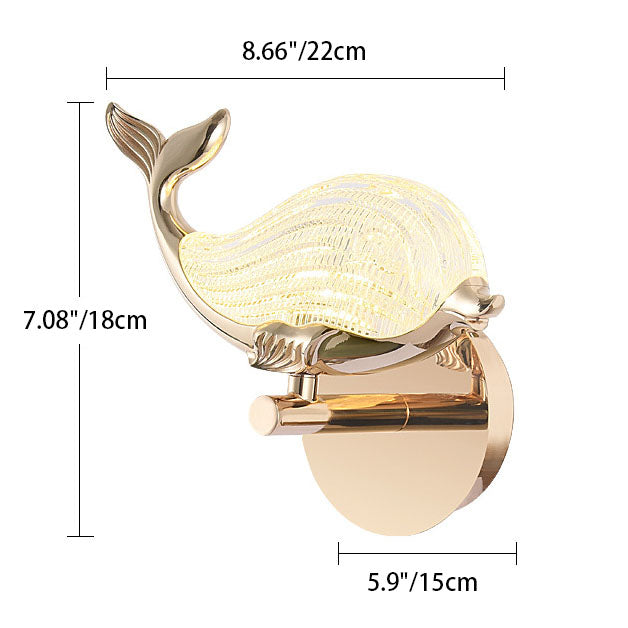 Nordic Light Luxury Creative Aluminum Whale LED Wall Sconce Lamp