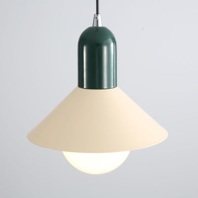 Contemporary Simplicity Macaron Iron Geometric Cone Shape 1-Light Pendant Light For Living Room