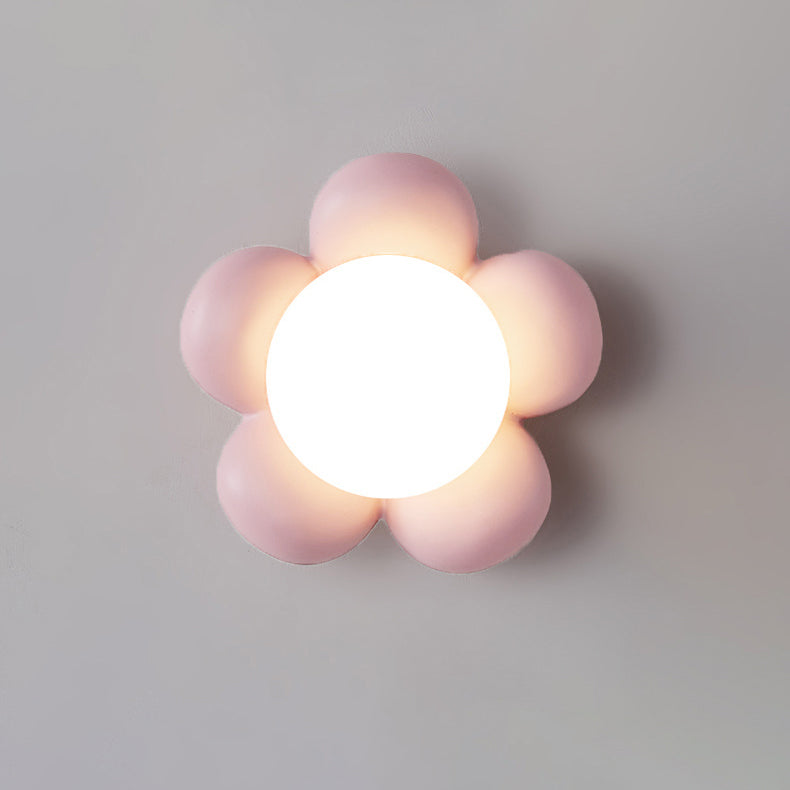 Nordic Creative Flower Shaped Ceramic Wood 1-Light Wall Sconce Lamp